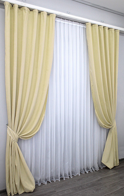 Шторная ткань микровелюр SPARTA высота 3м цвет кремовый 844ш Киев - изображение 4