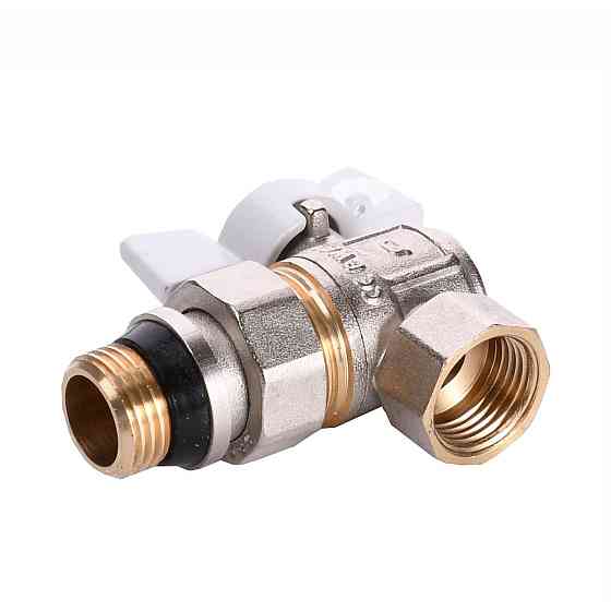 Кран шаровый угловой с американкой Q PROFESSIONAL QP004 PN40 1/2″ антипротечка, Белая бабочка Киев