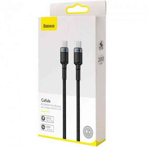 Кабель BASEUS CATKLF-ALG1 Сafule PD2.0 USB Type-З - USB Type-З 2м, 100W, 5A, чорно-сірий Вінниця