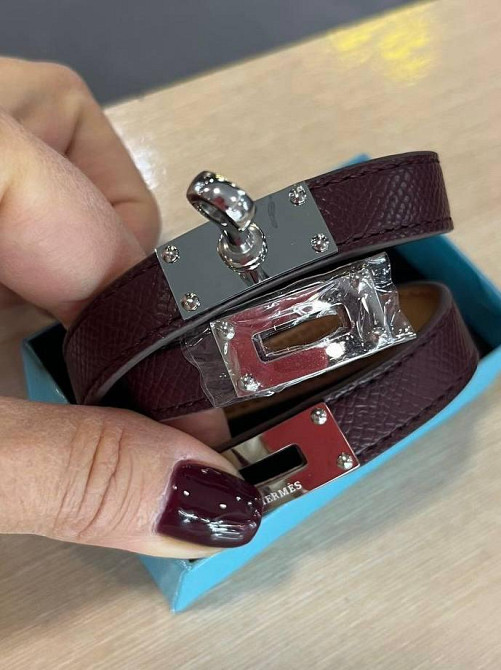 Кожаный браслет Hermes на два оборота цвет бордо | Наматывающийся браслет на руку | Браслет Hermes Одесса - изображение 10