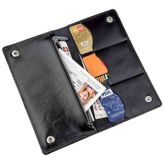 Гаманець чоловічий вертикальний зі шкіри Алькор SHVIGEL 16195 Чорний Київ
