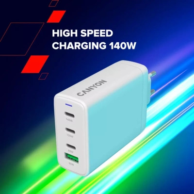 Зарядний пристрій Canyon CU140ACC GaN 150W 3xPD 1xQC EU White (CNS-CUW140ACC) Вінниця - фото 2
