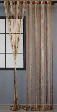 Штори-нитки "Кісея" з люрексом Бежевий з помаранчево-коричневим 300х300см 1 шт (61-032) Київ