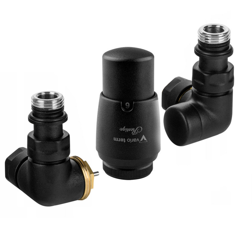 Комплект вентилей термостатический Vario Term VISION 3-х осевой, левый, черный структурный Киев - изображение 1