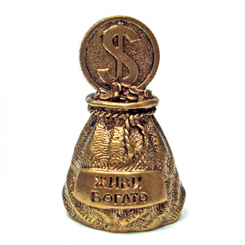 Дзвіночок бронзовий Мішок з доларом Київ - фото 1
