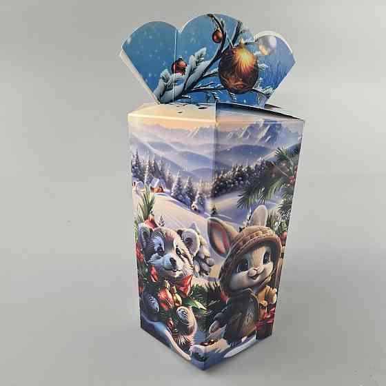 Новогодняя подарочная картонная упаковка для конфет (800грм) №213 