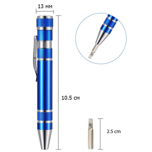 Отвертка прецизионная с 8 битами, магнитная, ручка, цвета Вінниця - фото 2
