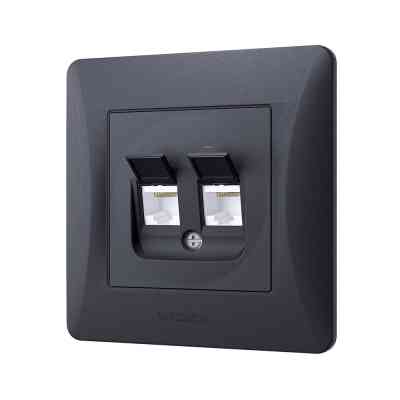 Комп'ютерна розетка Videx BINERA CAT6 + CAT6 подвійна черн (VF-BNSK2PC6-BG) Вінниця