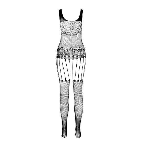 Бодистокинг Passion ECO BS001 One Size black, с доступом, имитация подвязок, флористический декор Sex Aura Киев