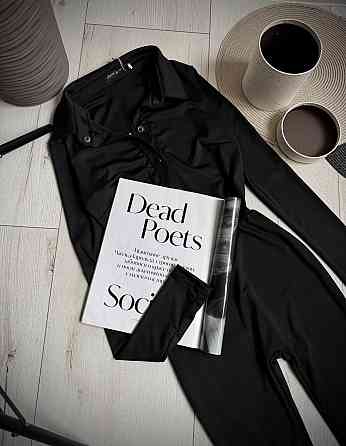 Женский стильный повседневный эластичный комбинезон из качественного плотного микродайвинга Черный, 44/46 Одесса