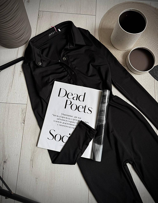 Жіночий стильний повсякденний еластичний комбінезон із якісного щільного мікродайвінгу Чорний, 44/46 Одеса - фото 2