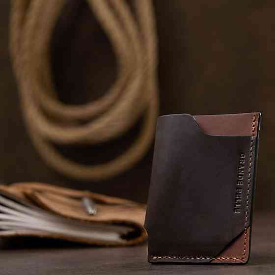 Кожаный необычный картхолдер Коричневый (GRANDE PELLE) Киев