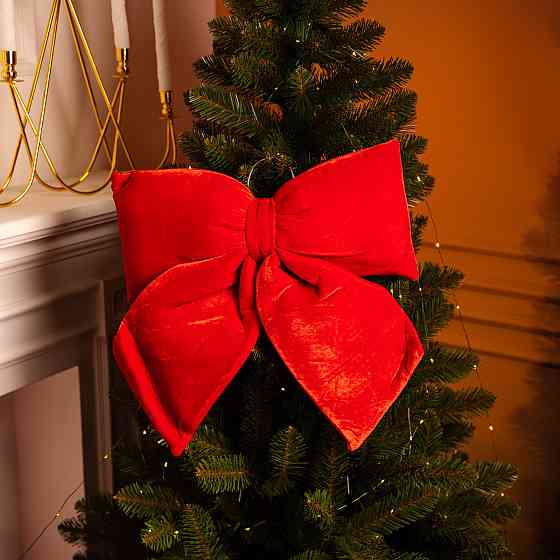 Оксамитовий бант для декору на ялинку 45×50 (см) Червоний CR-2-14 Коломыя