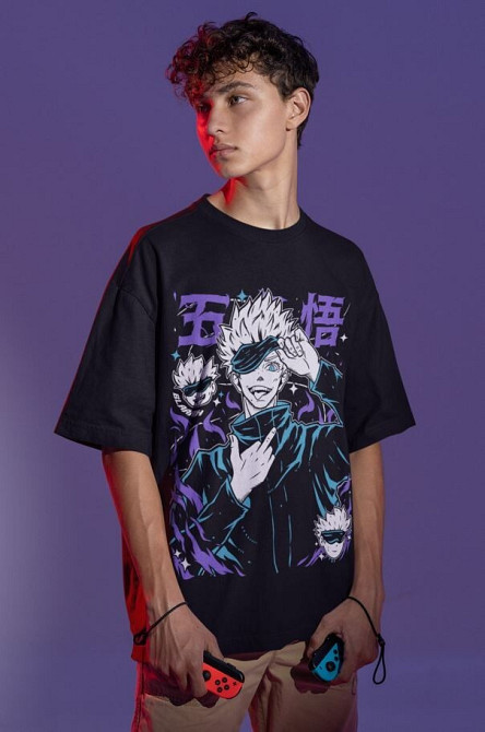 Футболка для мальчика аниме Истребитель демонов оверсайз (рост от 165 до 180 ) Черний AnimeJ0813m Днепр - изображение 2