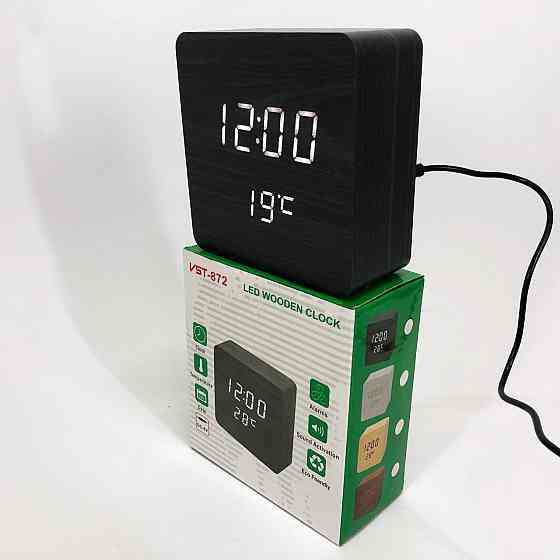 Настільний годинник з LED підсвічуванням VST-872-6, Годинник з дисплеєм температури і вологості повітря NI-87 Одеса