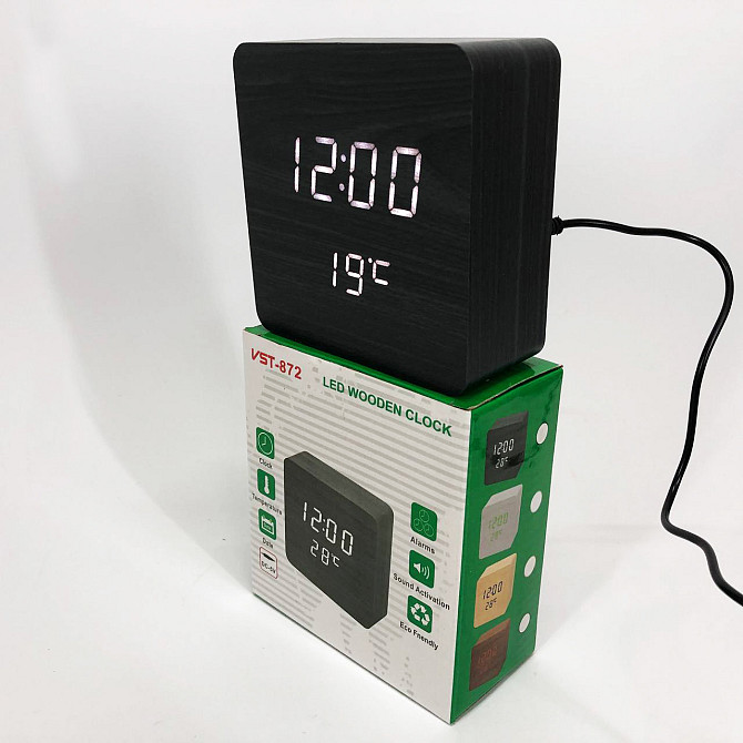Настільний годинник з LED підсвічуванням VST-872-6, Годинник з дисплеєм температури і вологості повітря NI-87 Одеса - фото 5
