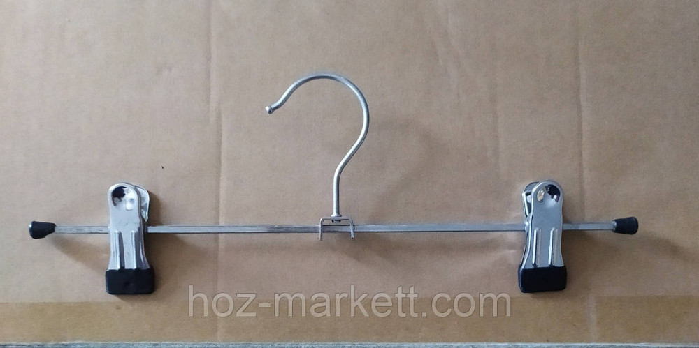Плічка вішалки (тремпеля) брючні хромовані прищіпка та гачок 35 см 10 шт. в уп Харків - фото 1