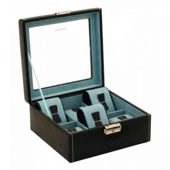 Скринька для зберігання годинника Friedrich Lederwaren Bond 6, чорно-бірюзовий Рівне