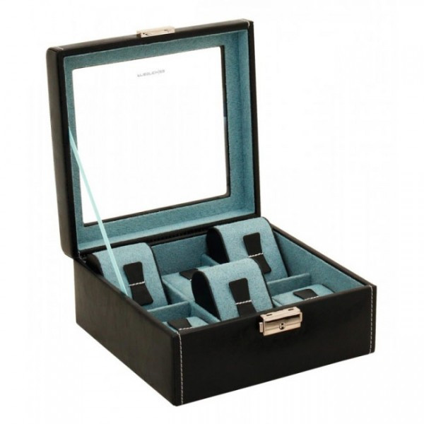 Скринька для зберігання годинника Friedrich Lederwaren Bond 6, чорно-бірюзовий Рівне - фото 1