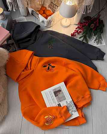 Женская стильная теплая худи с вышивкой турецкая трехнить на флисе пенье Одесса