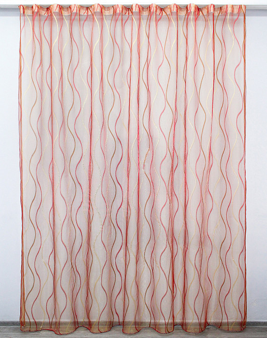 Тюль VR-Textil 1351т Органза з нейлоновою вишивкою Бордовий з золотистим 300х270 см (42-0078) Київ - фото 3