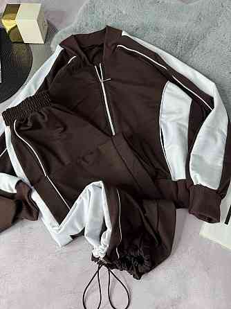 Женский стильный повседневный костюм двойка двунить Шоколад, 48/52 Одесса