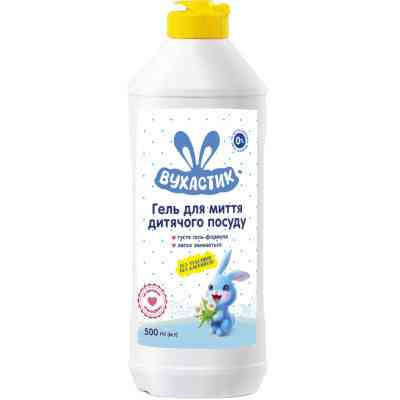 Засіб для ручного миття посуду Вухастик Для дитячого посуду Без віддушок і барвників 500 мл (4820268101709) Вінниця