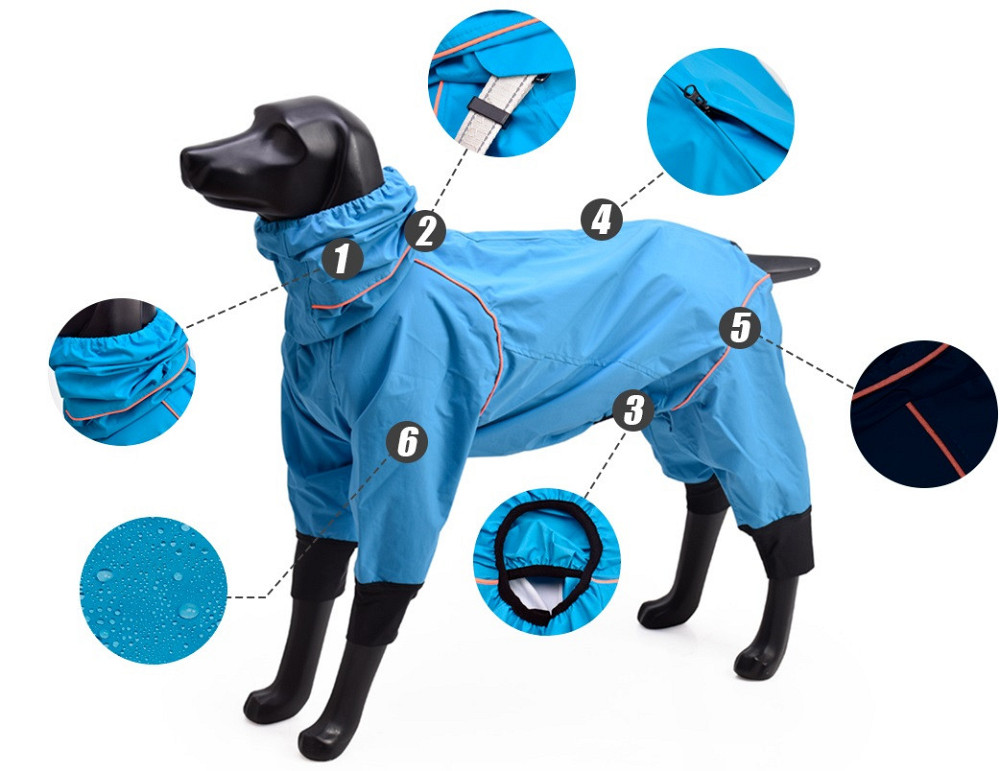 Комбинезон дождевик водонепроницаемый для собак BlackDoggy (БлекДогги) VC19-JK009 M/L, Синий Запорожье - изображение 2