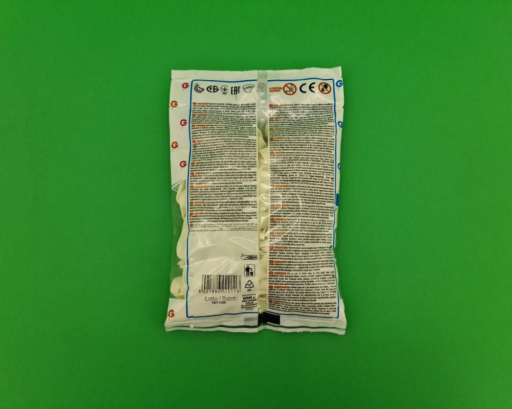 Повітряні кульки 3" (8 см) пастель білий латексні бомбочки 100 шт Gemar (1 пачка) Харків - фото 3