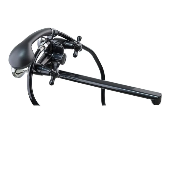 Змішувач для ванної Plamix Sirius-140 Black (зі шлангом та лійкою) (PM0638) Київ