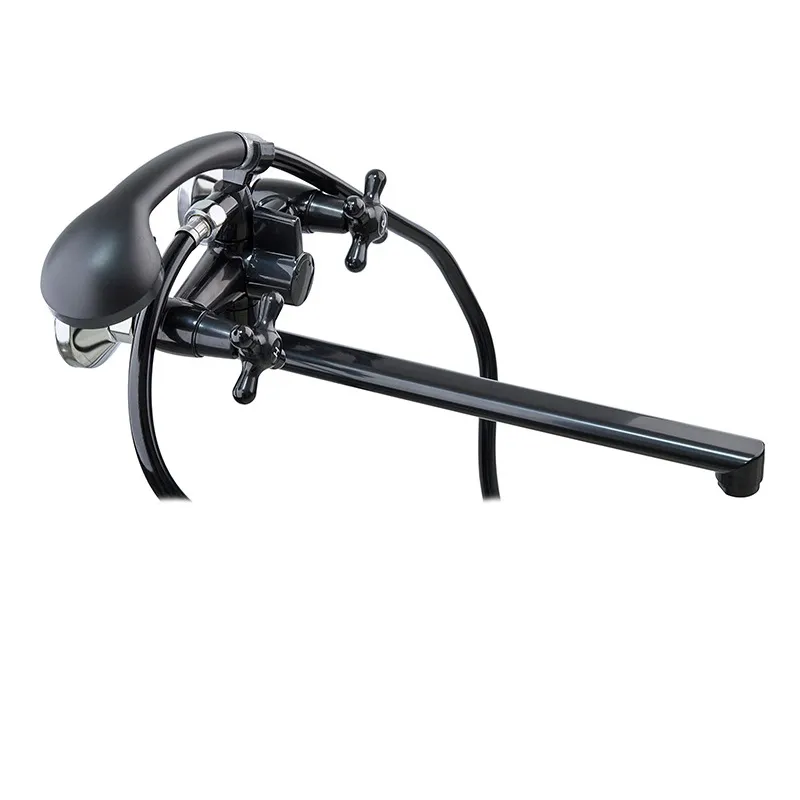 Змішувач для ванної Plamix Sirius-140 Black (зі шлангом та лійкою) (PM0638) Київ - фото 1