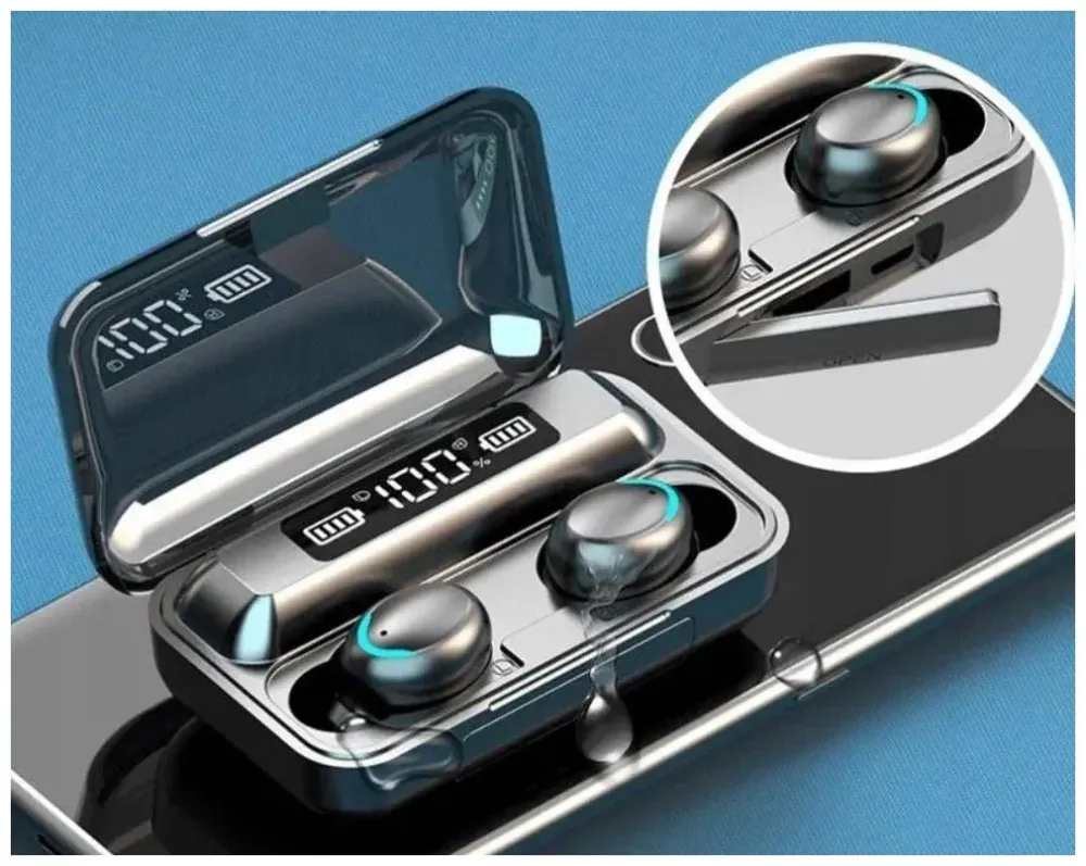 Наушники F9 TWS V5.0 Беспроводные сенсорные Bluetooth с индикатором заряда водонепроницаемые черные (NB-1) Коломия - фото 5
