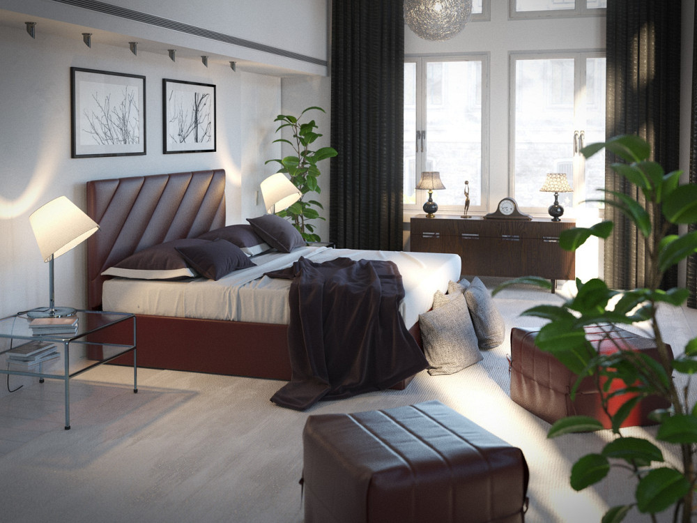 Ліжко SherridanDesign без підйомного механізму 140x190 бордовий Київ - фото 2