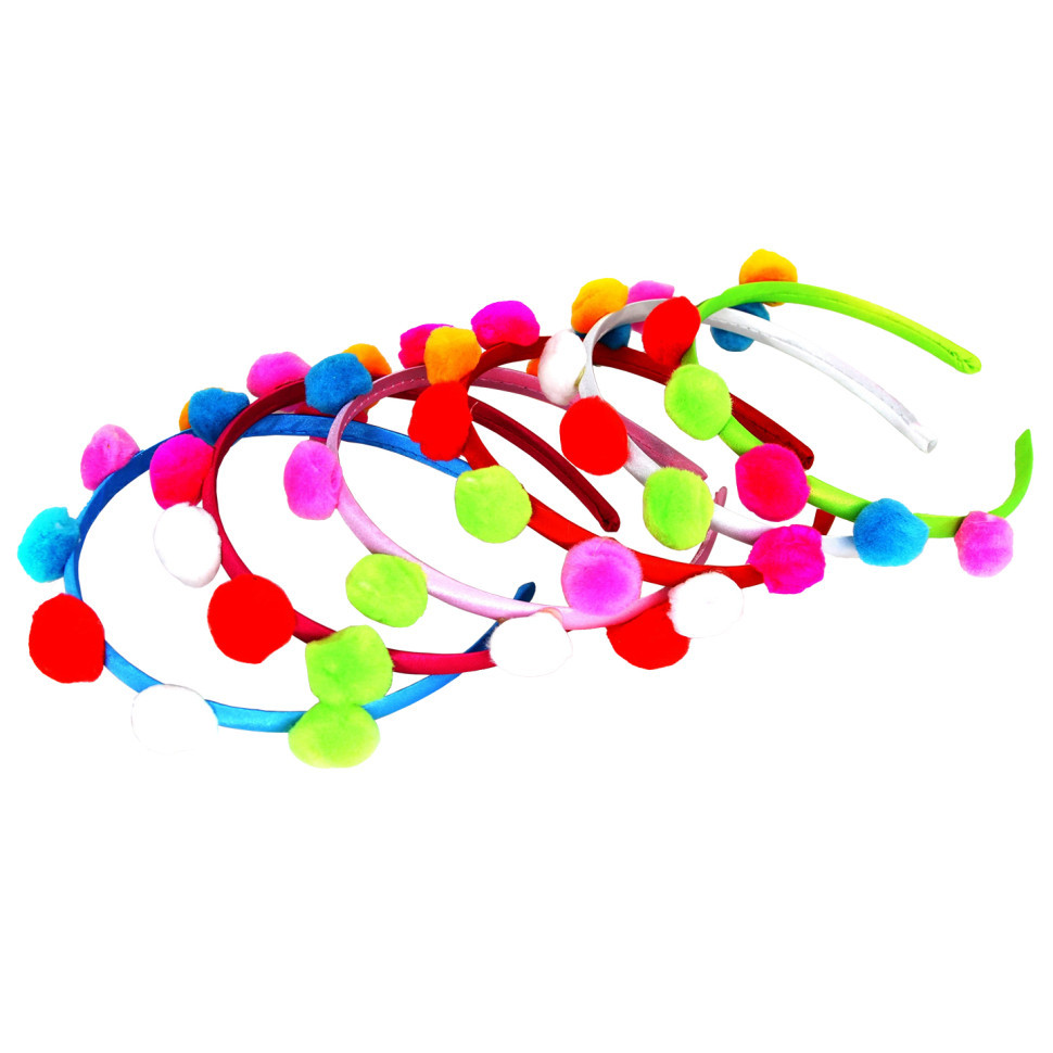 Набір дитячих обручів для волосся "Помпони" 0106-670, 12 шт Вінниця - фото 1