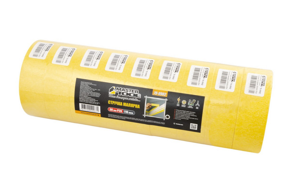 Стрічка малярна універсальна MASTERTOOL GripBond Easy 30 мм×15 м жовта 79-9902 Коломия - фото 6
