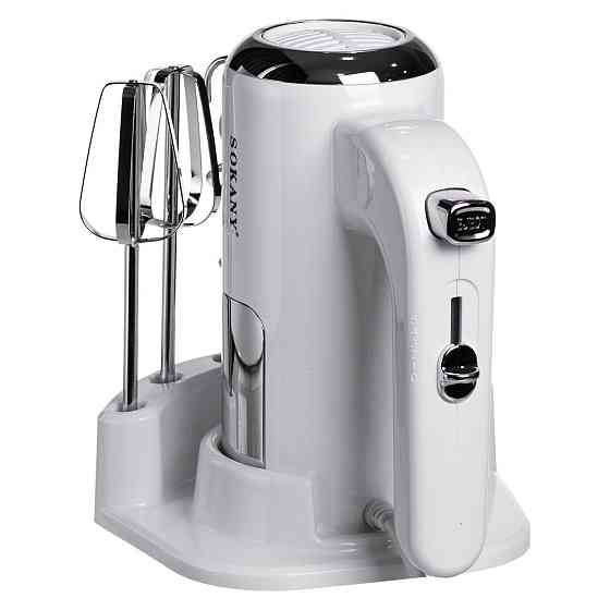 Миксер ручной 2 насадки венчики и крюки для теста белый Sokany SK-02025 Киев