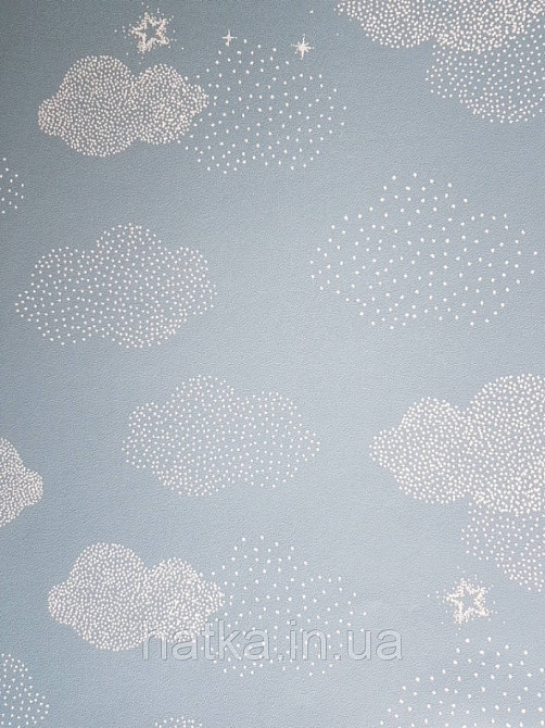 Шпалери флізелінові дитячі Lutece Tartine et Chocolat небо хмари хмари зорі місяць білі на сіро-синій Київ - фото 3