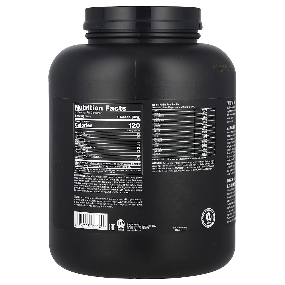 Протеин Universal Nutrition Animal, Whey Protein Powder, Cookies & Cream 1810g Луцк - изображение 2