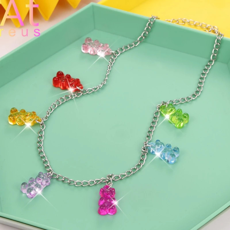 Ожерелье желейные мишки - длина 48см, 7 мишек, смола, цинковый сплав Киев - изображение 3