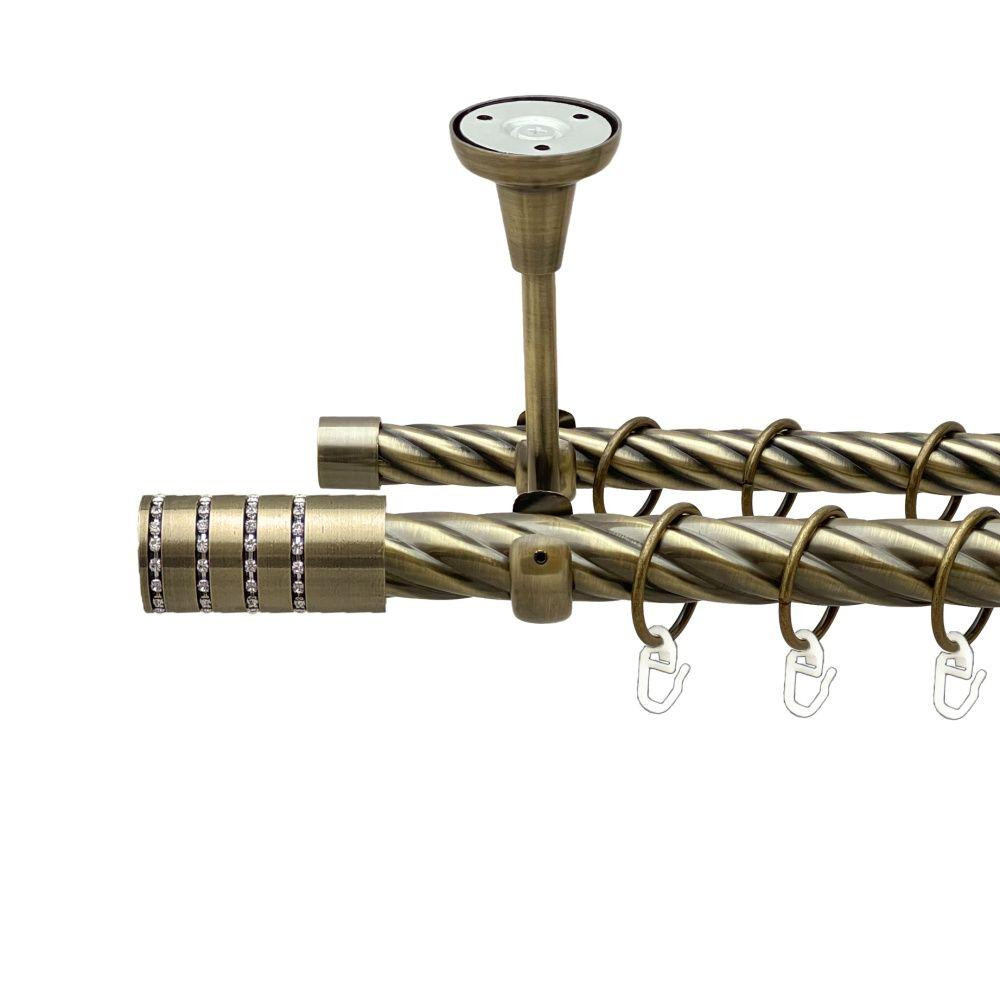 Карниз Orvit Барамелла металевий дворядний відкритий до стелі скручена труба кільце металеве Антик 25\19 мм 200 см (00-00019063) Львів - фото 1