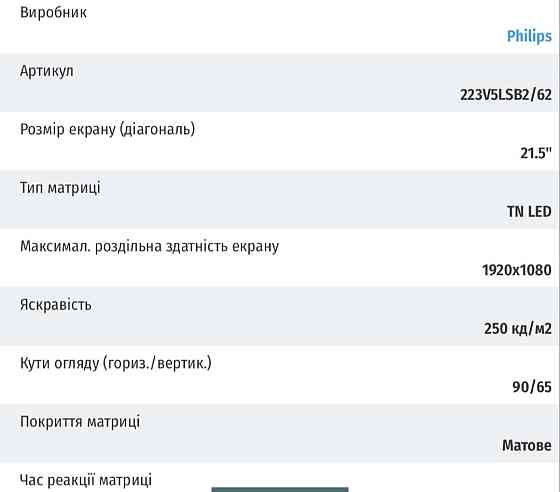 Монитор PHILIPS 223V5LSB2/62 Новий. Киев