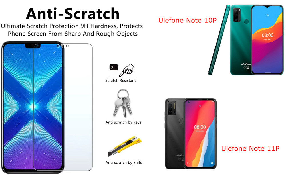 Защитное стекло NeoGlass для Ulefone Note 10P, Note 11P – ультрапрозрачное и устойчивое Киев - изображение 1