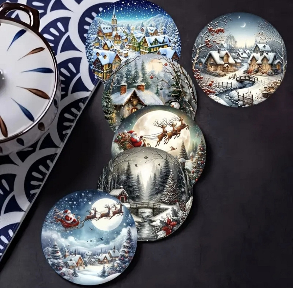 Комплект різдвяних підставок під чашки 6 шт №2 Смела - изображение 1