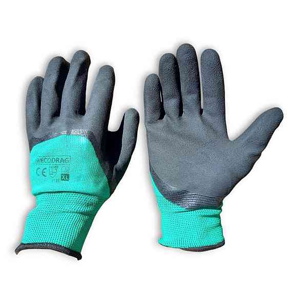 Робочі рукавиці А600 чорні з пінним латексним обливом для будівельних, садових та господарських робіт Харків