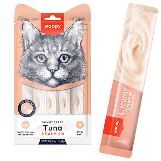 Wanpy Creamy Lickable Treats Tuna & Salmon ВАНПИ ТУНЕЦ С ЛОСОСЕМ жидкое лакомство для котов Киев