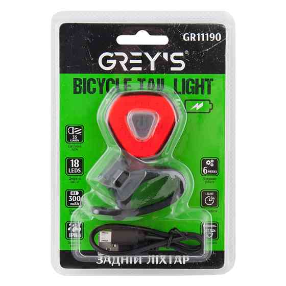 Ліхтарик на велосипед задній 18xLEDs 35lm 260mAh microUSB Львів