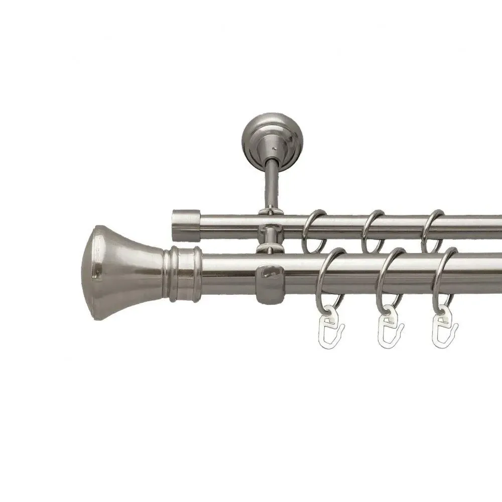 Карниз Orvit Люксор металевий дворядний відкритий гладка труба кільце металеве Нержавіюча Сталь 25\16 мм 300 см (7075314) Львів - фото 1