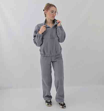 Жіночий теплий костюм (толстовка+штани палаццо)  Сіро-блакитний Кам'янець-Подільський