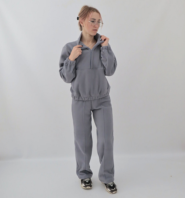 Жіночий теплий костюм (толстовка+штани палаццо)  Сіро-блакитний Кам'янець-Подільський - фото 4