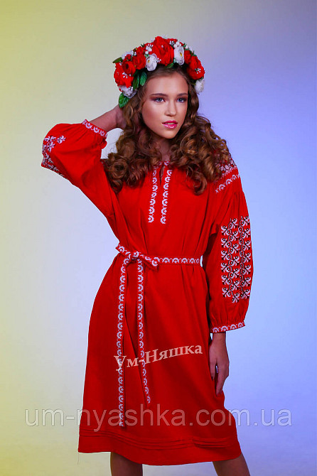 Жіноча вишита сукня червона Азалія Кривий Ріг - фото 1